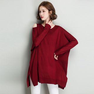 Cold Shoulder Long Sweater