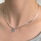Heart Pendant Alloy Choker Necklace - Love Heart - Silver - One Size