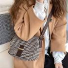 Houndstooth Flap Crossbody Bag Houndstooth - Black & Almond - One Size