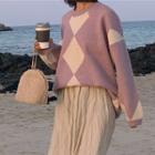 Argyle Pattern Oversized Sweater