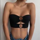Cut Out Strapless Crop Top