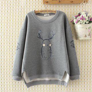 Rabbit Print Dip-back Sweater