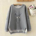 Rabbit Print Dip-back Sweater