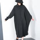 Striped Shirt Dress Black - One Size