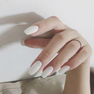 Plain Nail Art False Nail 51 - White - One Size