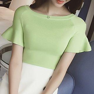 Frill Trim Short Sleeve Knit Top