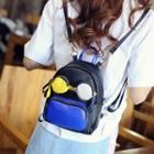 Color Block Faux Leather Mini Backpack