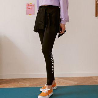 Inset Tie-waist Skirt Napped Leggings