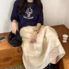 Pom Pom Applique Midi A-line Skirt