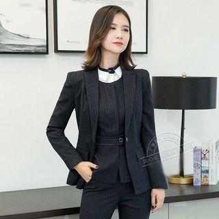 Single-breasted Striped Blazer / Vest / Straight-leg Dress Pants / Set