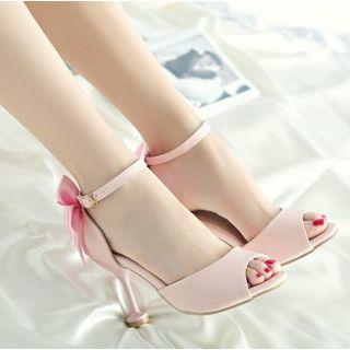 Kitten-heel Peep Toe Sandals