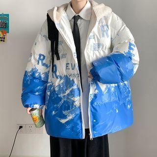 Long-sleeve Pattern Print Padded Coat