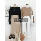 Crew-neck Bishop-sleeve Textured Top