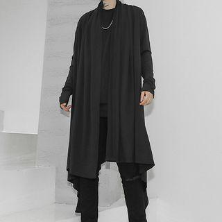 Plain Long Cardigan Black - One Size
