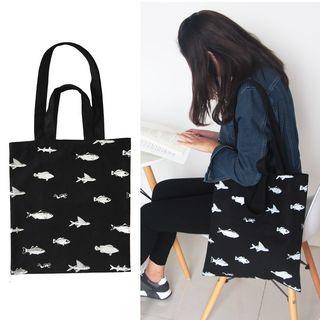 Fish Print Canvas Shopper Bag