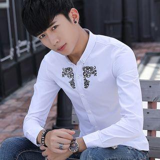 Button-down Collar Embroidery Shirt
