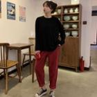 Long-sleeve T-shirt / Straight Cut Corduroy Pants