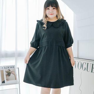 Short-sleeve Wide Collar Smock Dress
