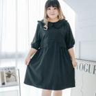 Short-sleeve Wide Collar Smock Dress