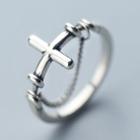 925 Sterling Silver Cross & Chain Open Ring