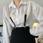 Faux Pearl Elastic Suspender Belt Faux Pearl - White & Black - One Size