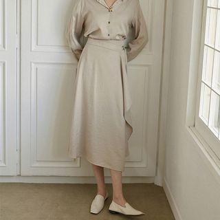 Draped Long Wrap Skirt