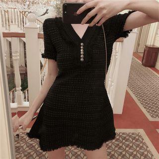 Short Sleeve A-line Knit Dress