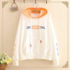 Contrast-color Hood Embroidered Long-sleeve Thin Sweater