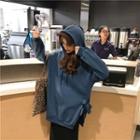 Plain Side-slit Bow-tie Hoodie