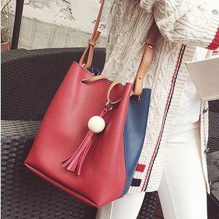 Tasseled Color Panel Bucket Bag