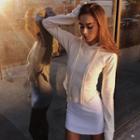 Long-sleeve Plain Hooded Top