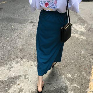 Midi A-line Skirt Skirt - Aqua Blue - One Size