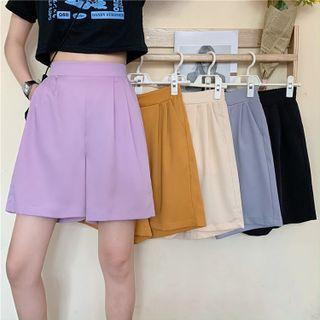 Plain Loose-fit Dress Shorts(normal / Rolled )