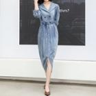 Long-sleeve Double Breasted Denim Dress