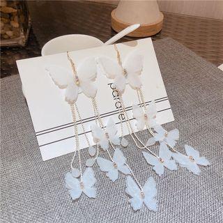 Alloy Butterfly Fringed Earring 1 Pair - White - One Size