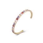 Simple Plated Gold Geometric Bangle With Colorful Austrian Element Crystals Champagne - One Size