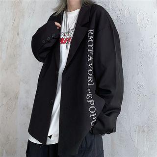 Lapel Collar Lettering Blazer