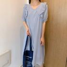 Lace-trimmed V-neck Short Sleeve Dress