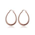 Simple Plated Rose Gold Geometric Oval Earrings Rose Gold - One Size