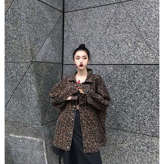 Animal Print Buttoned Denim Jacket