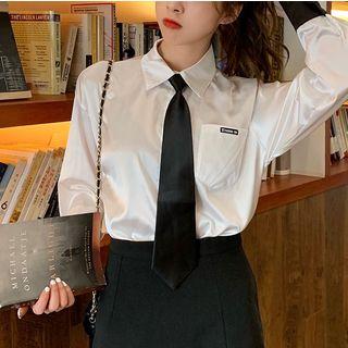 Pocket Detail Shirt With Tie With Black Tie - Shirt - White - One Size