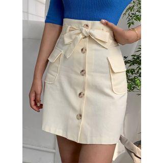 High-waist Buttoned Miniskirt