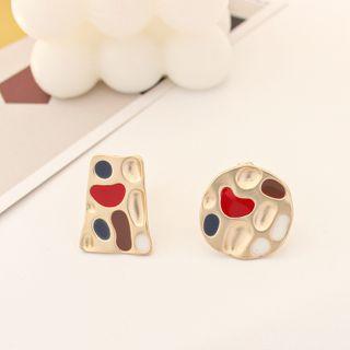Paint Palette Asymmetrical Alloy Earring