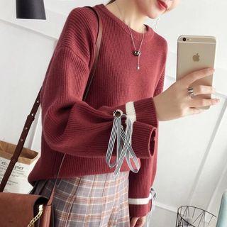 Contrast Trim Wide-sleeve Sweater