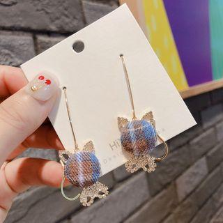 Fabric Cat Dangle Earring