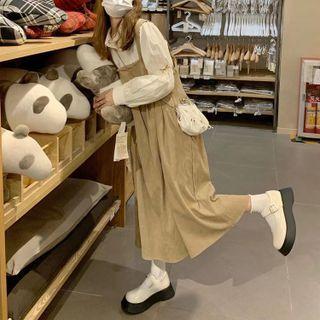 Long-sleeve Bow Blouse / Sleeveless Midi Dress