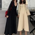 Lace Up Spaghetti Strap Knit Midi A-line Dress