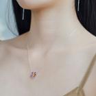 Flower Necklace Purple Flower - Silver - One Size