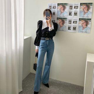 Chelsea-collar Polka-dot Blouse