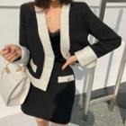 Contrast-trim Tweed Jacket & Miniskirt Set